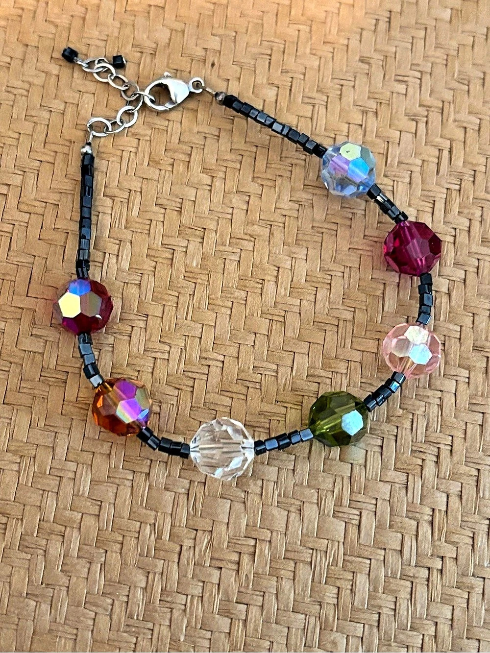 Multicolor Austrian Crystal Bracelet / sterling silver .925